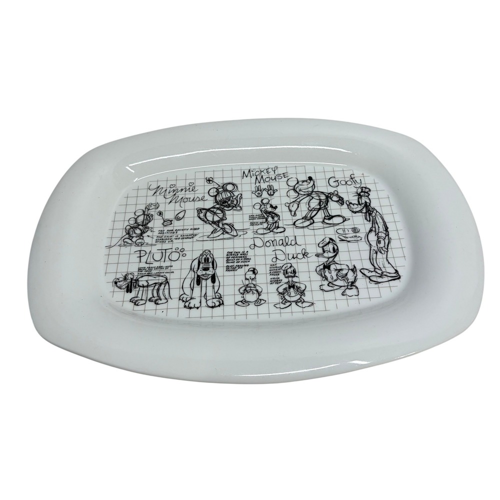 Disney Sketch Book 2008 Ceramic Oval‎ Serving Platter Mickey Minnie Donald Goofy
